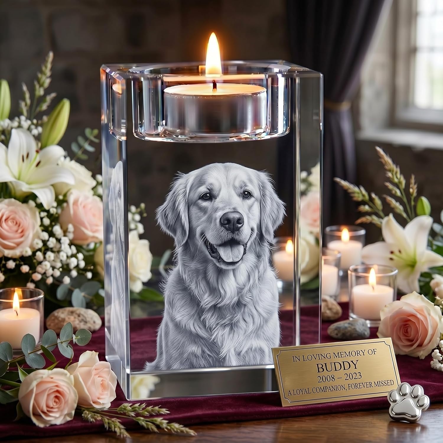 3D Crystal Engraving - Candle Holder