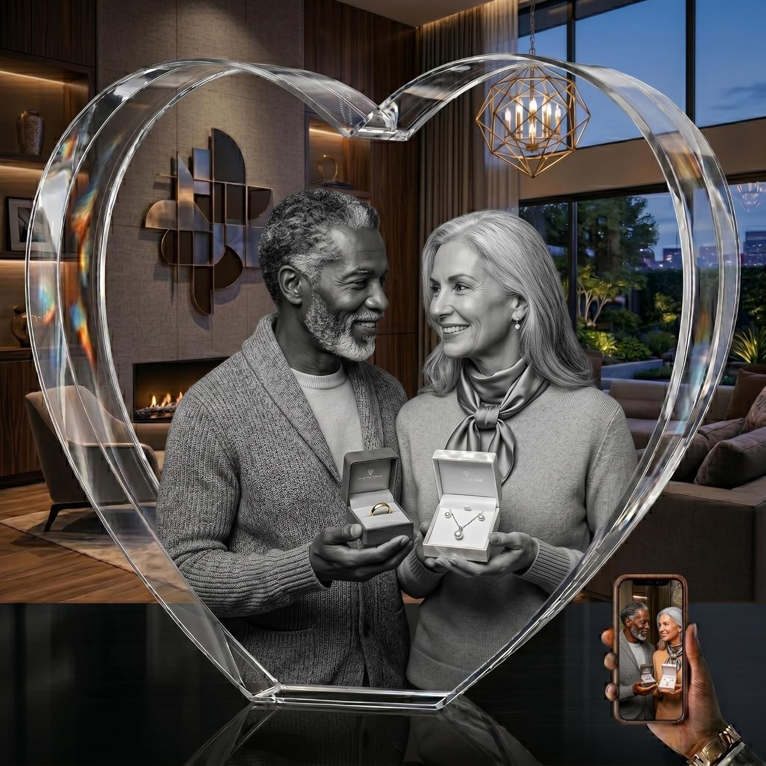 3D Crystal Engraving - Heart for Anniversary gift