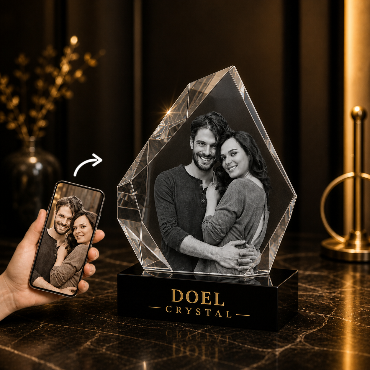 Engraving 3D Crystal - Prestige Hexagon