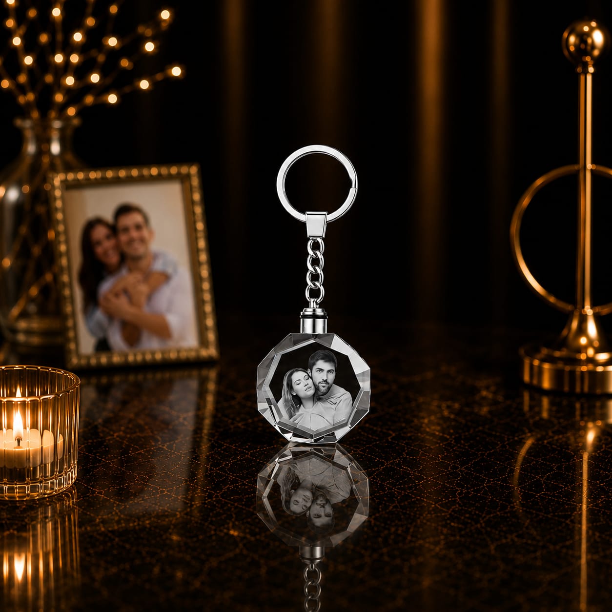 Custom 3D LED Crystal Light Keychain