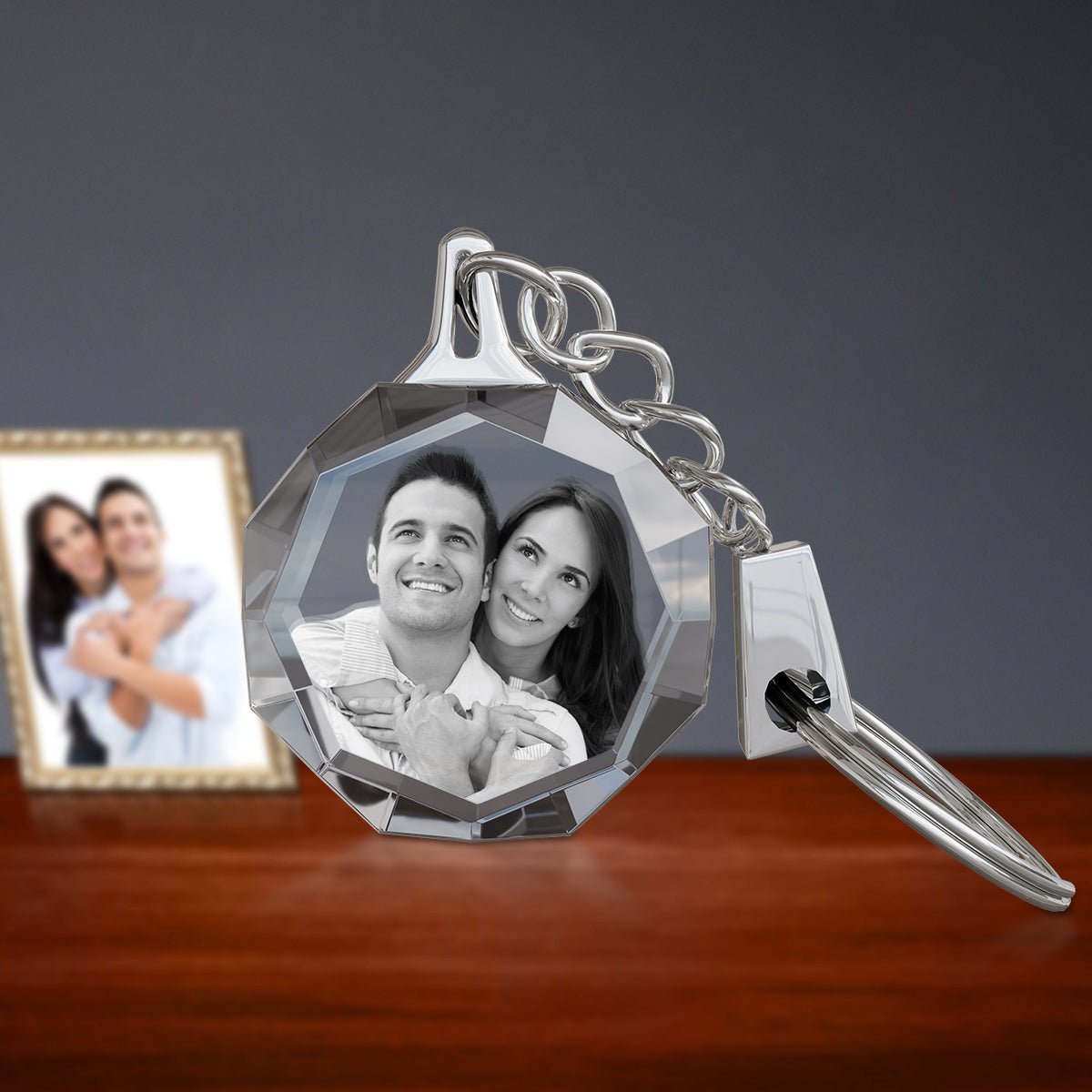 3D octagon crystal keychain Doel Crystals