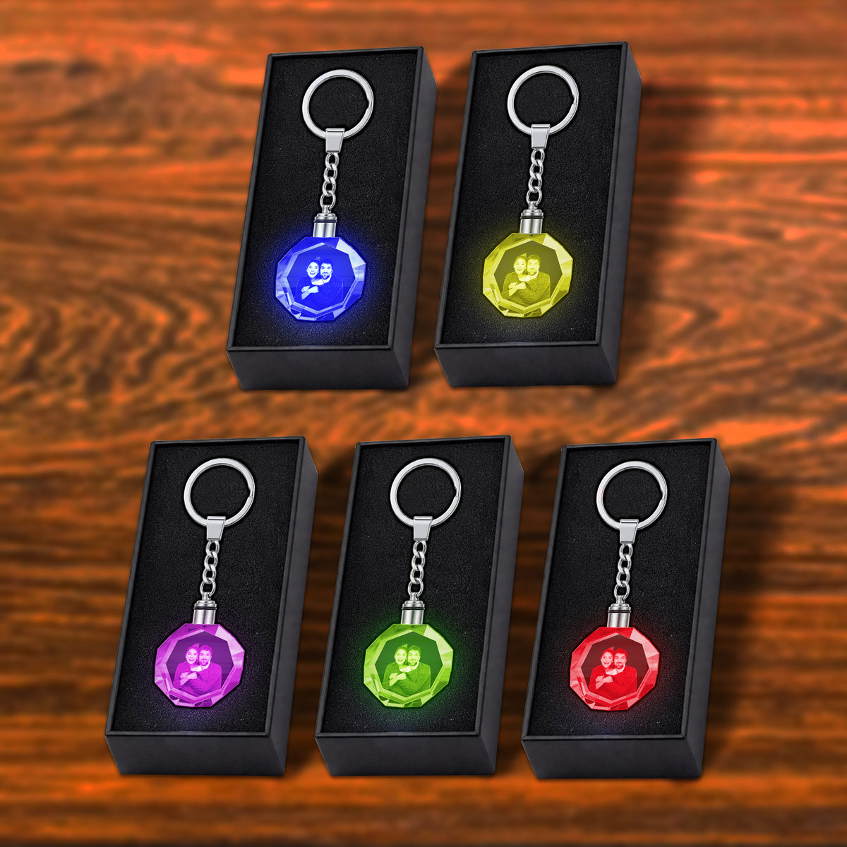 Custom 3D LED Crystal Light Keychain