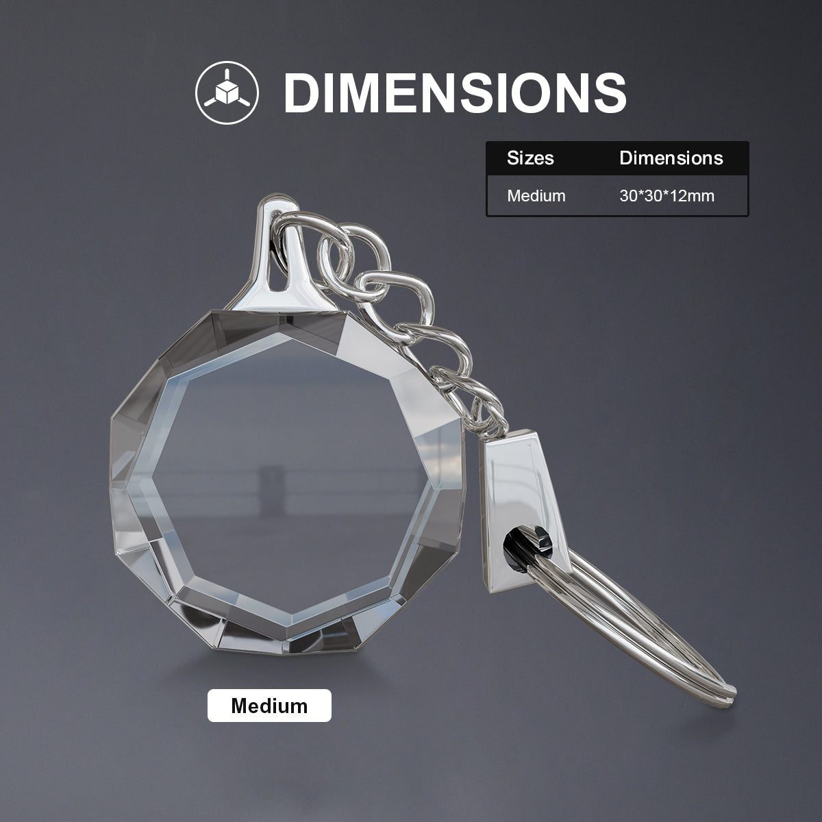 3D octagon crystal keychain Doel Crystals