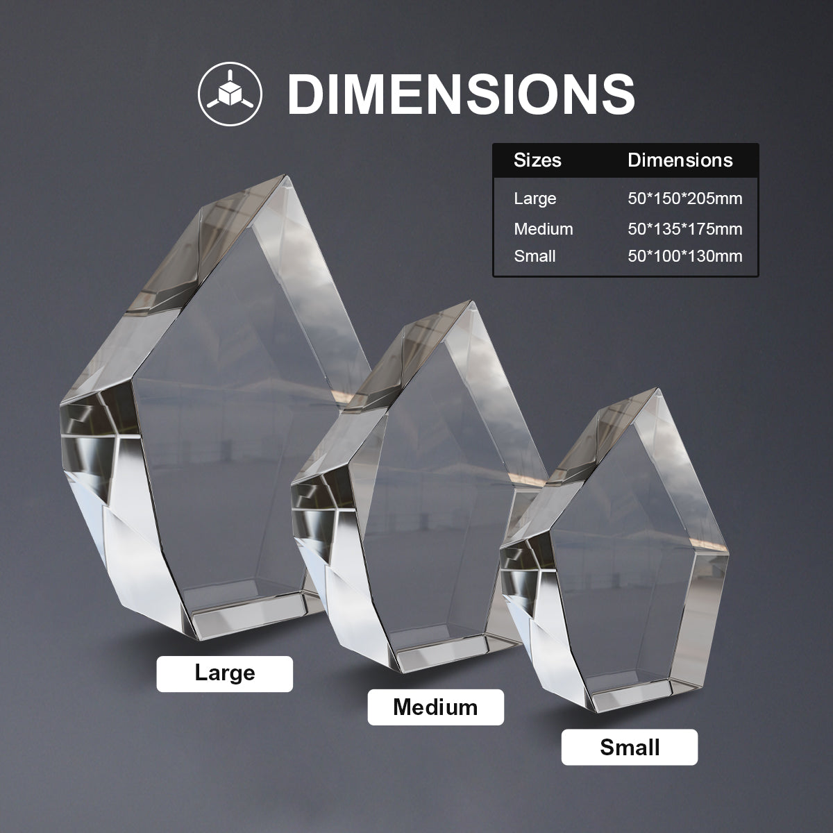 3D Engraving Crystal - Prestige Hexagon Doel Crystals