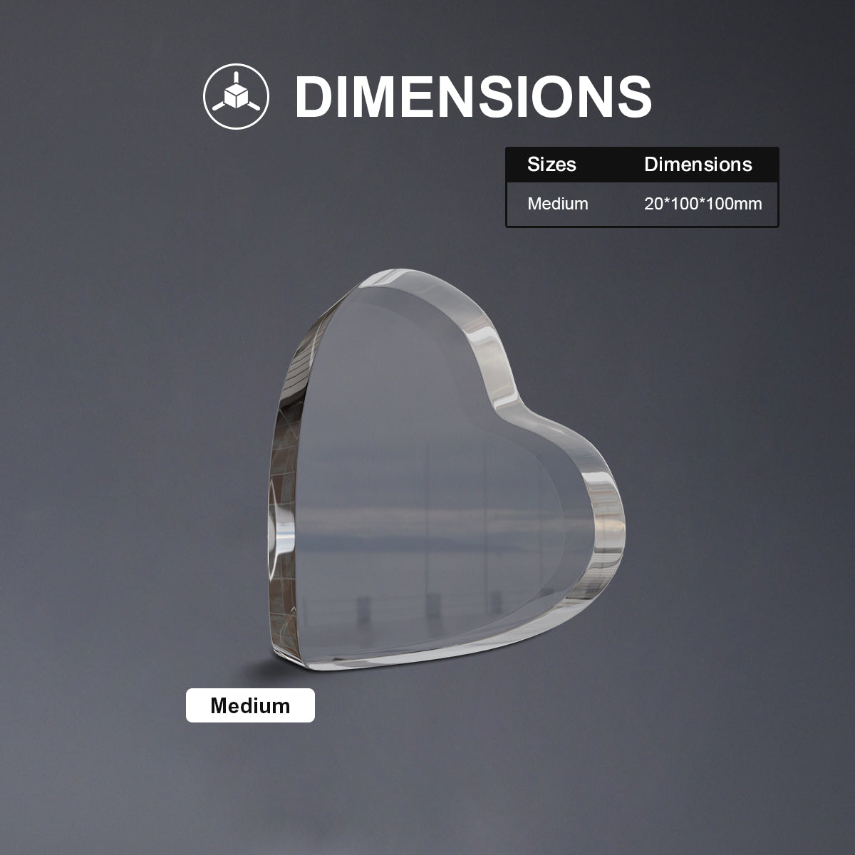 3D Crystal Engraving - Curved Heart Doel Crystals