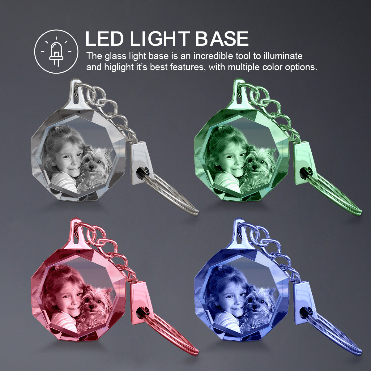 3D octagon crystal keychain Doel Crystals