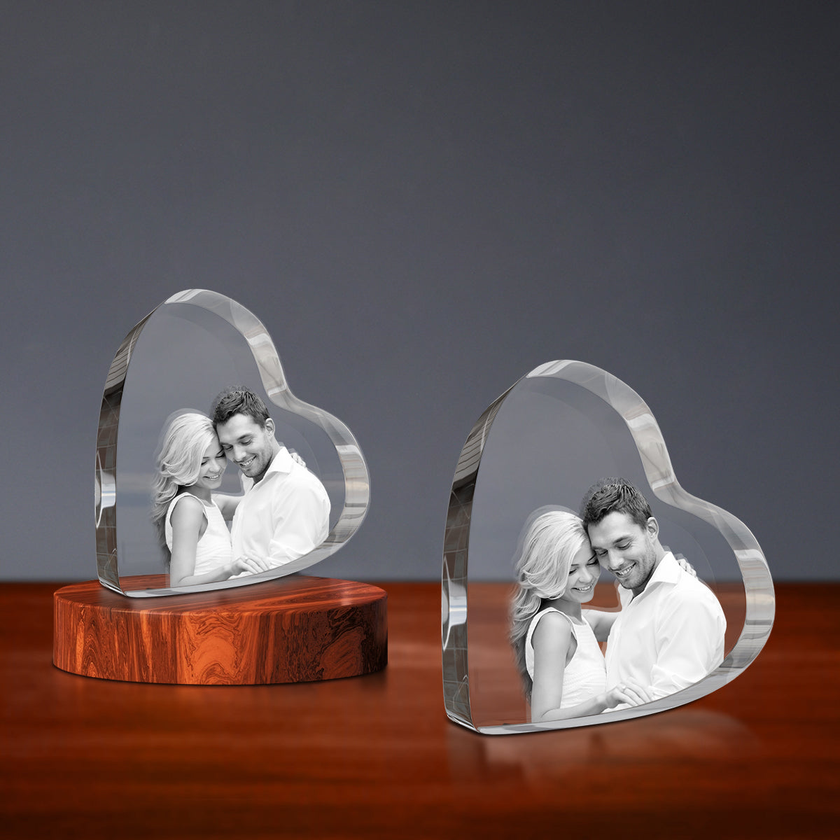 3D Crystal Engraving - Curved Heart Doel Crystals