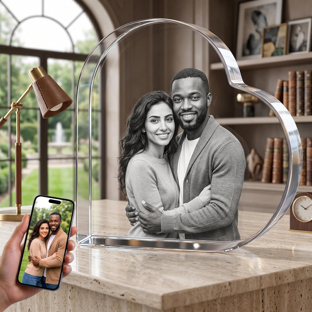3D Crystal Engraving - Curved Heart