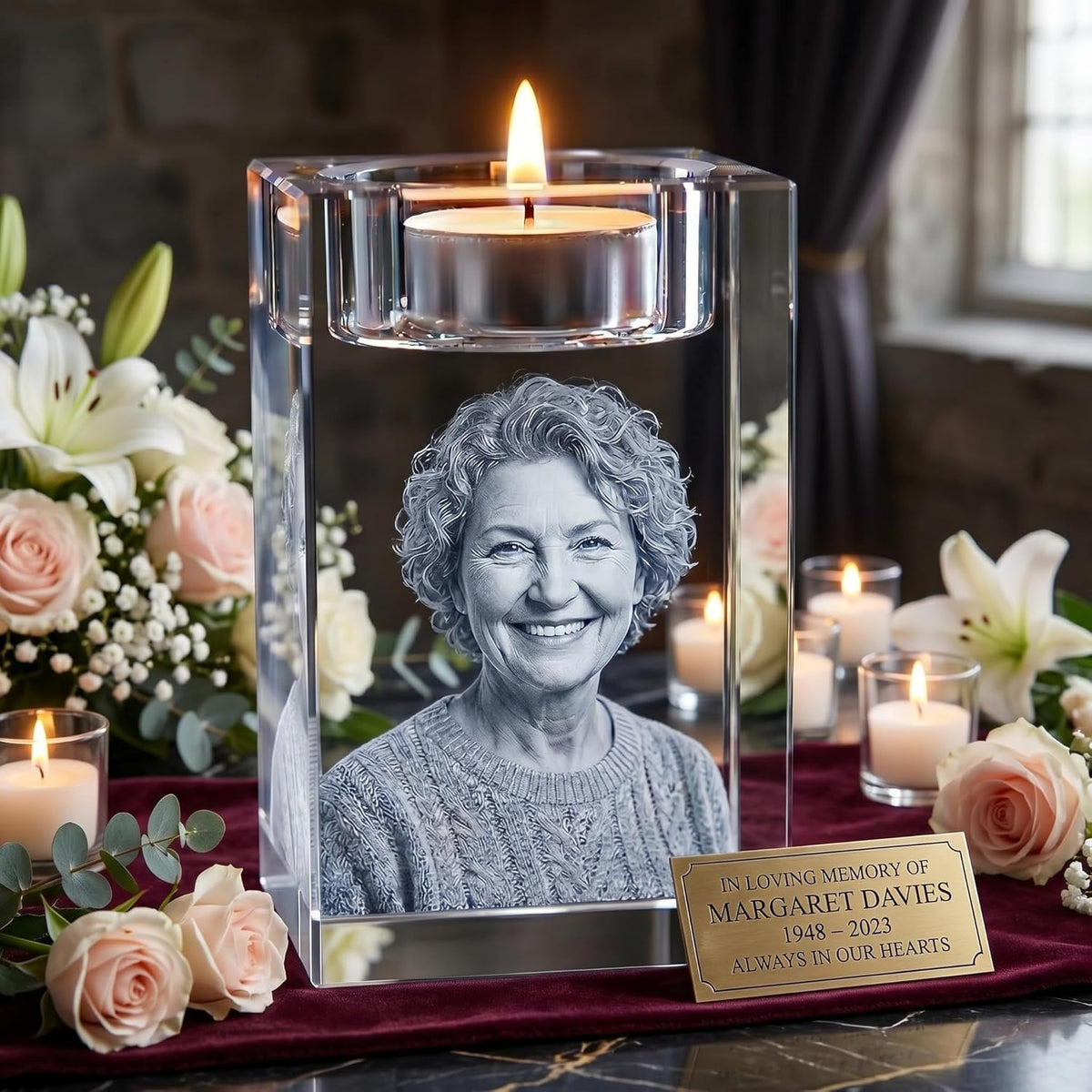 3D Crystal Engraving - Candle Holder