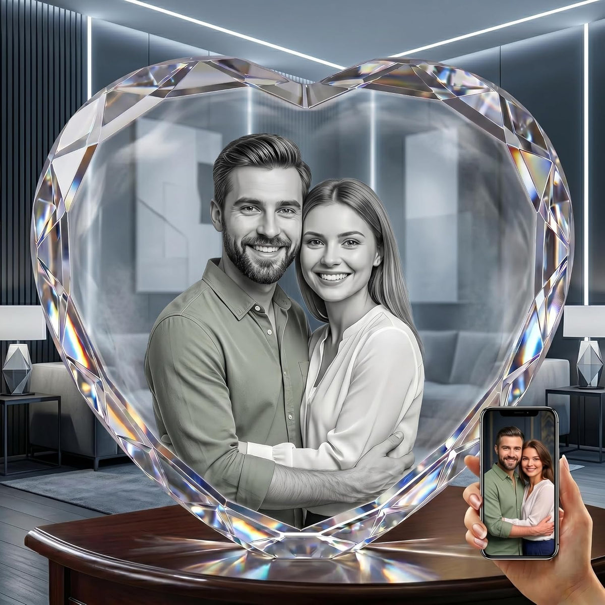 3D Crystal Edge Cut Heart