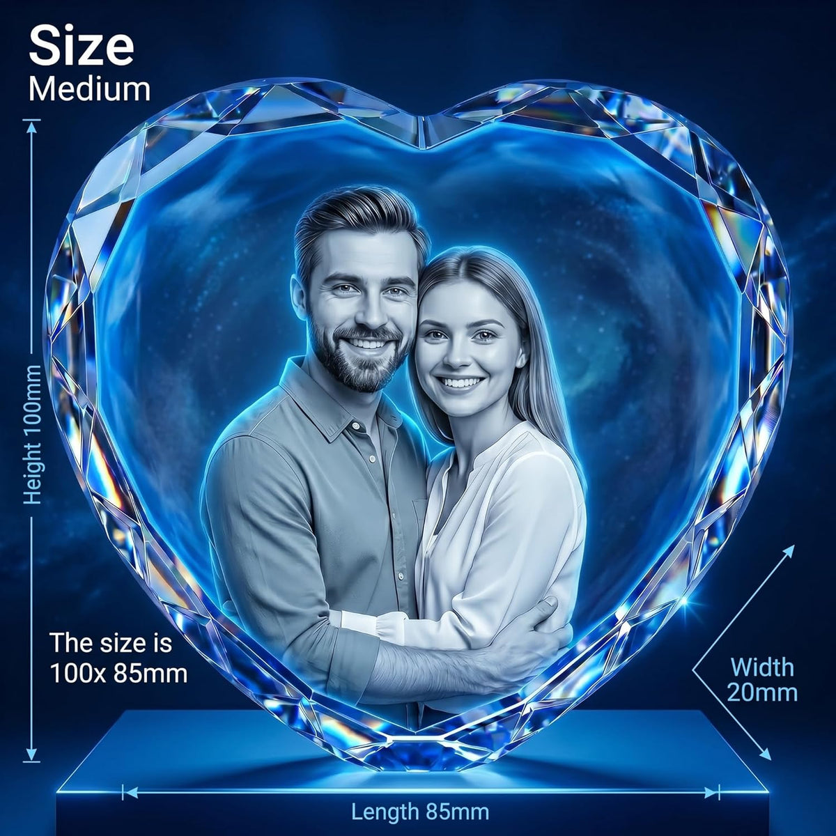 3D Crystal Edge Cut Heart