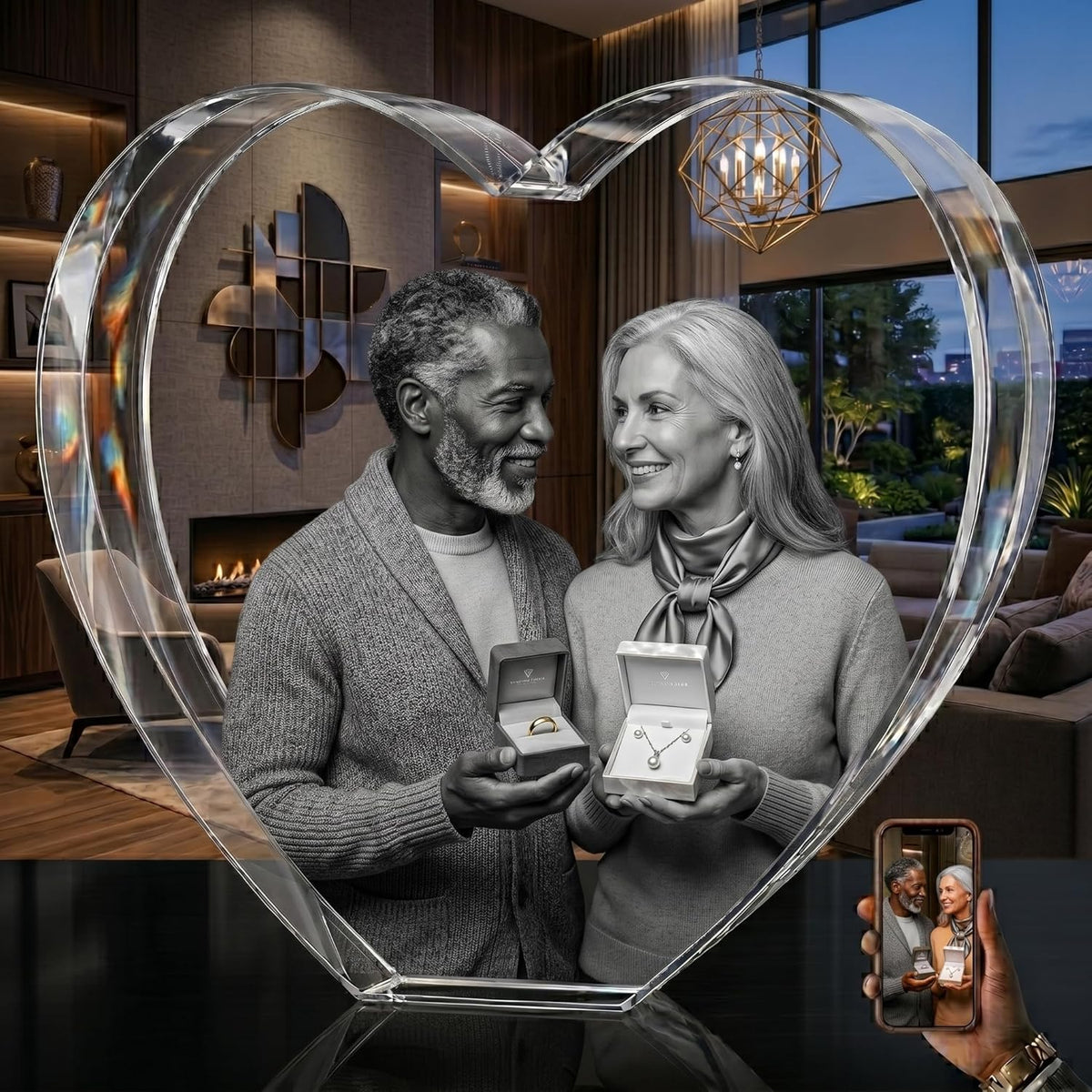 3D Crystal Engraving - Heart for Anniversary gift