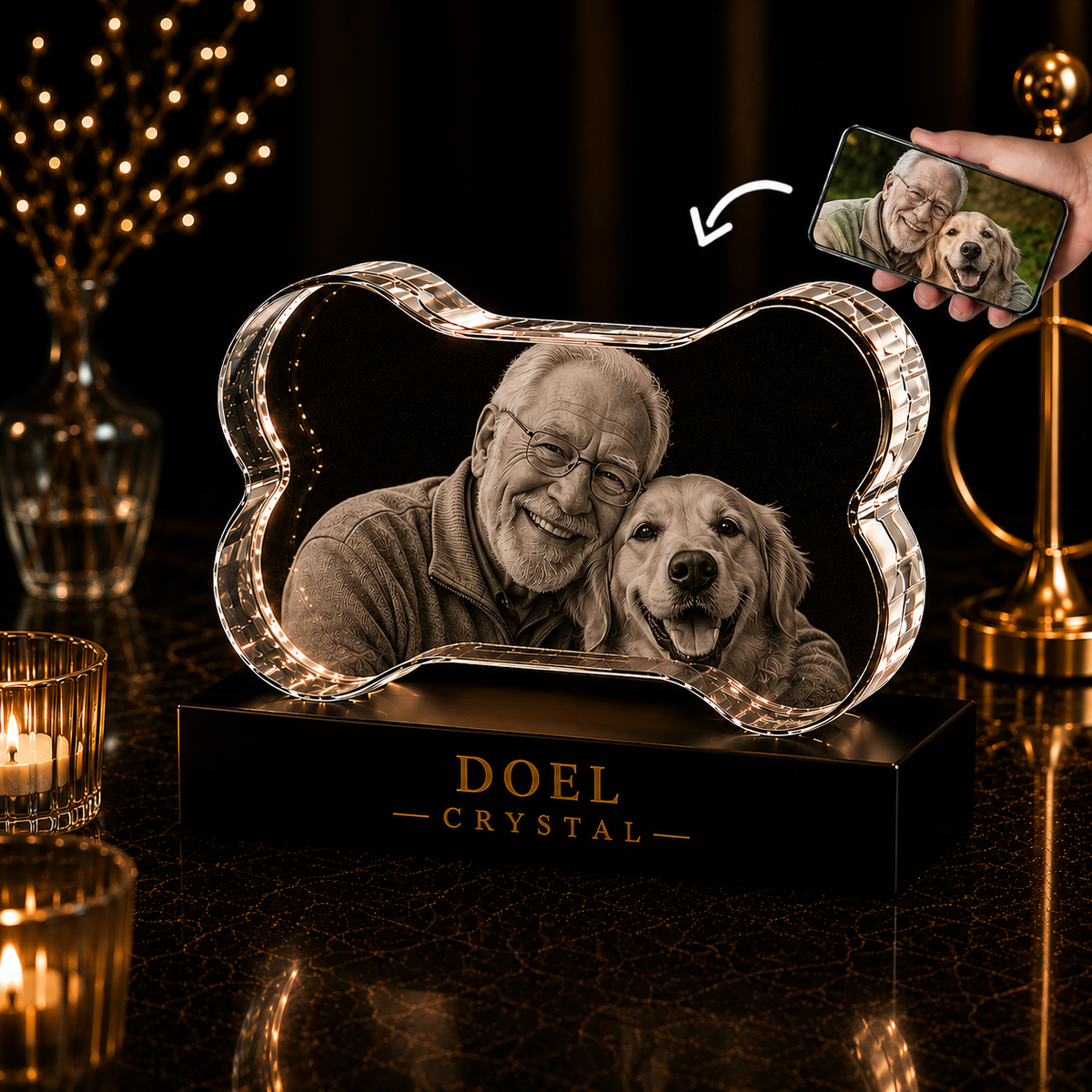 3D Crystal Pet Bone
