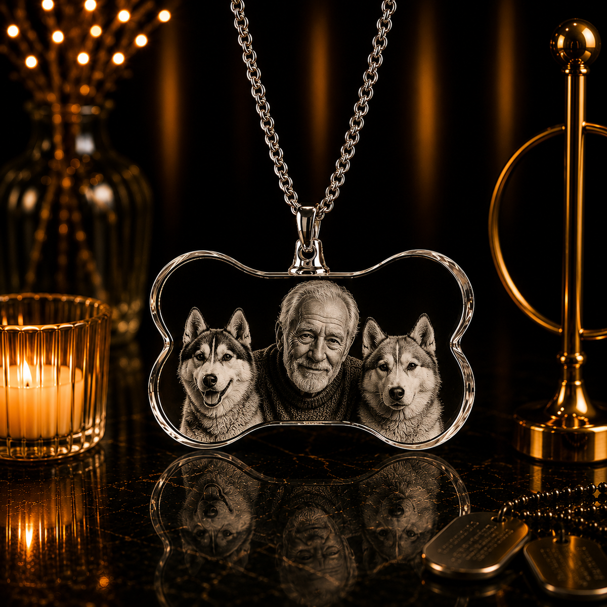 Pets Necklace Bone 3D