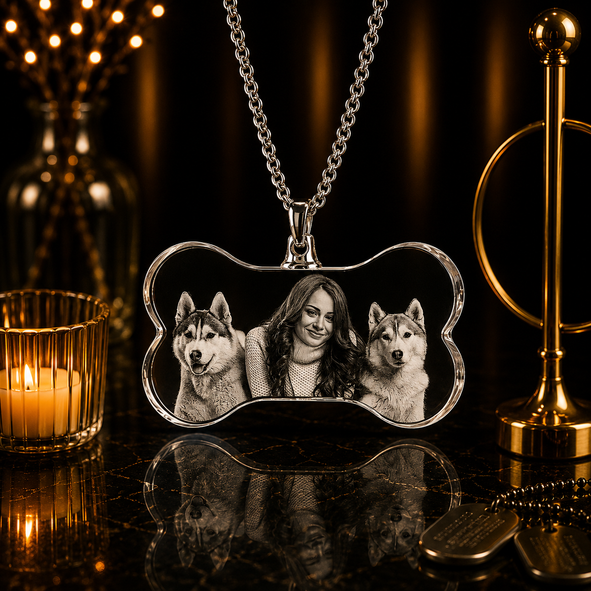 Pets Necklace Bone 3D