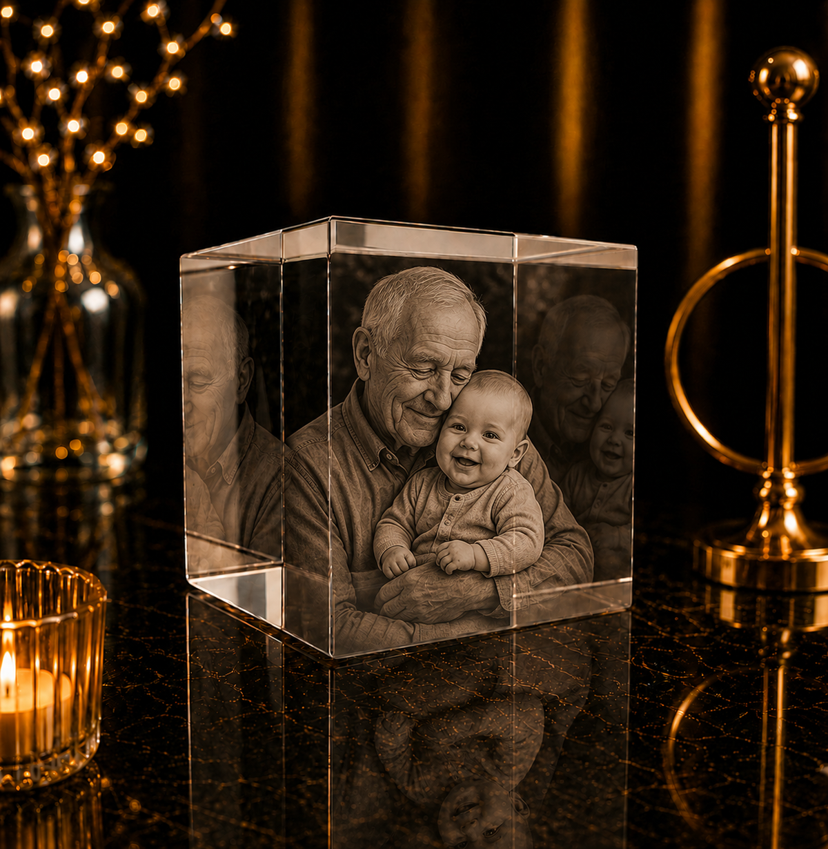 3D Photo Engraving Crystal - Cube