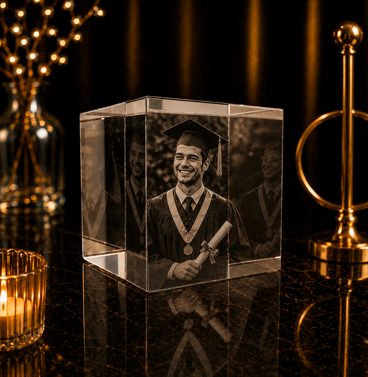 3D Photo Engraving Crystal - Cube