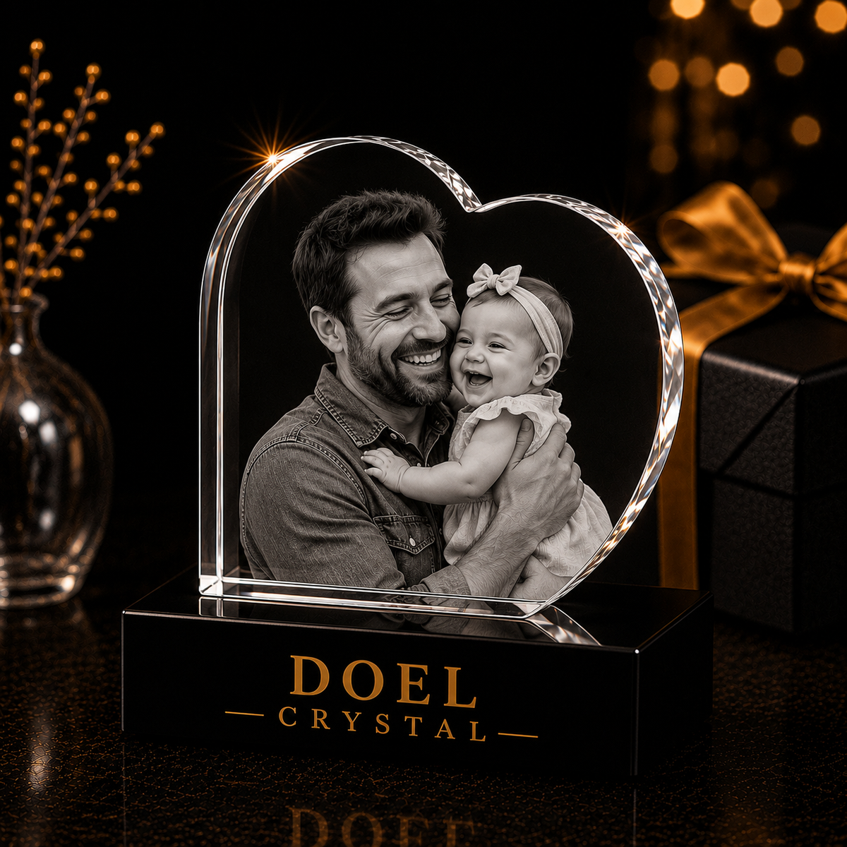 3D Crystal Engraving - Curved Heart