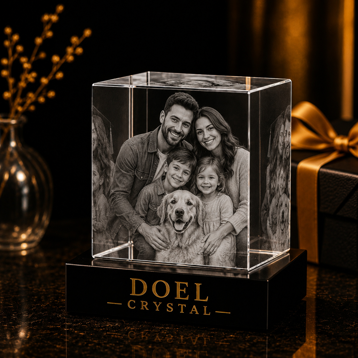 3D Photo Engraving Crystal - Cube
