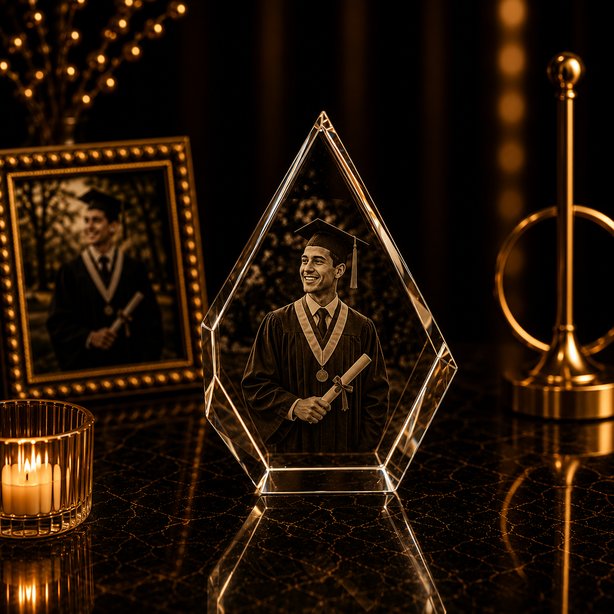 Engraving 3D Crystal - Prestige Hexagon