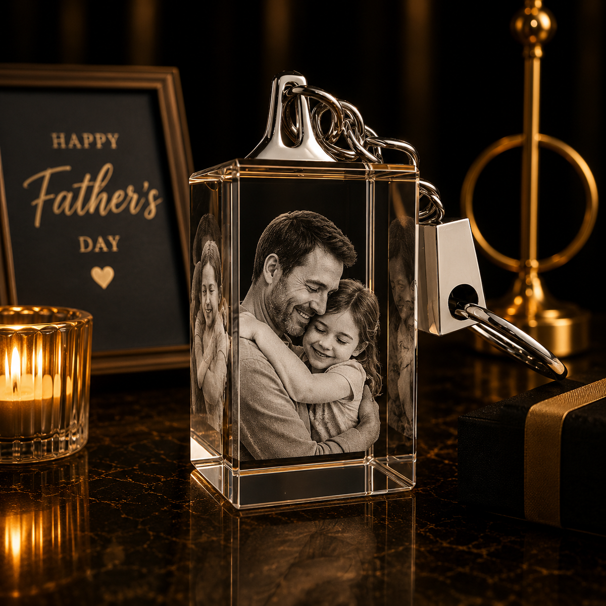2D Crystal Photo Keychain - Rectangle