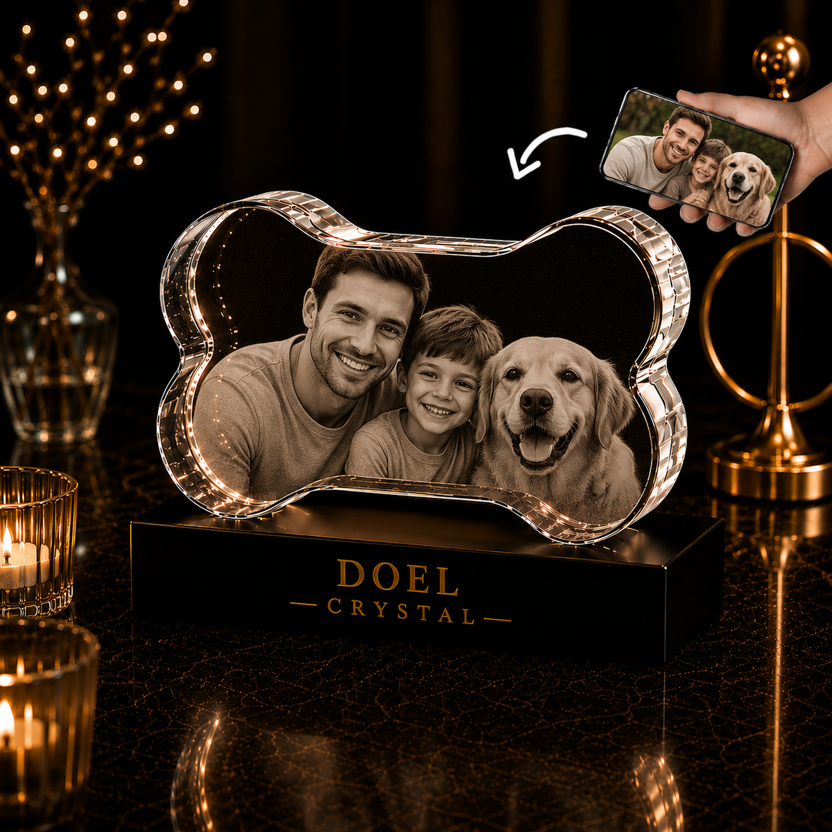 3D Crystal Pet Bone