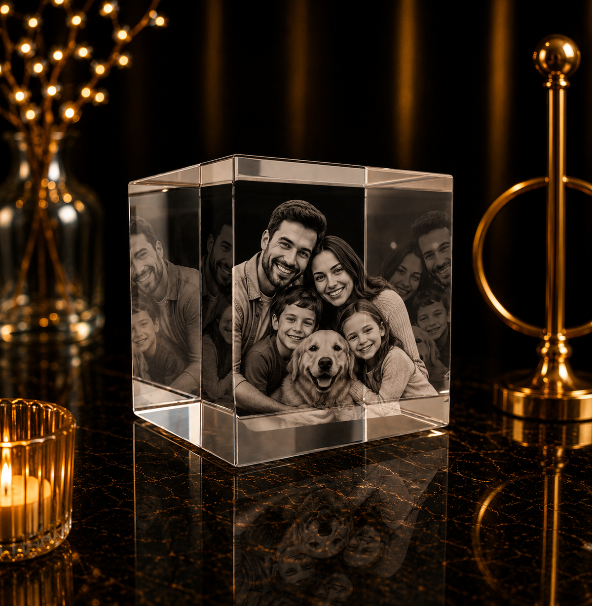 3D Photo Engraving Crystal - Cube