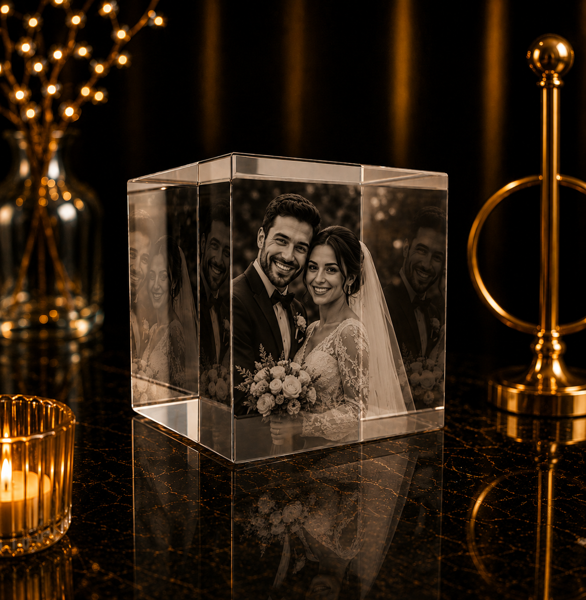 3D Photo Engraving Crystal - Cube
