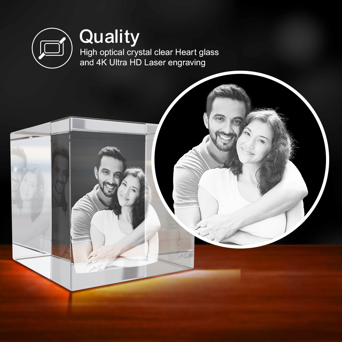 3D Photo Engraving Crystal - Square Doel Crystals