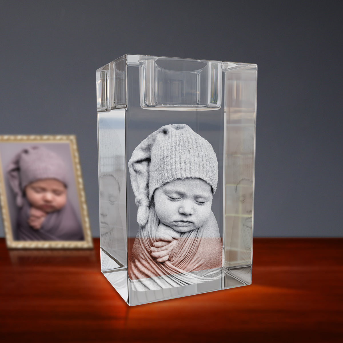 3D Crystal Tribute Engraving - Candle Holder Doel Crystals