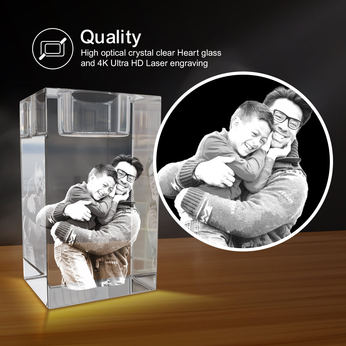 3D Crystal Tribute Engraving - Candle Holder doelcrystals