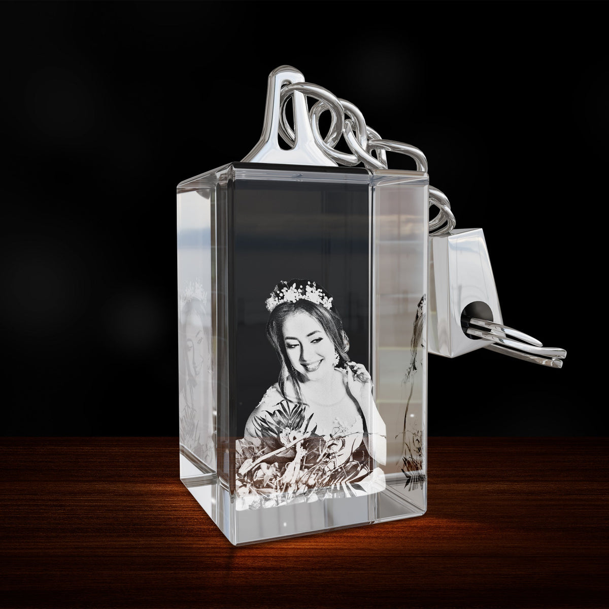 2D Crystal Photo Keychain - Rectangle Doel Crystals