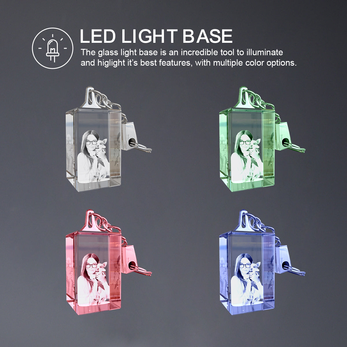 2D Crystal Photo Keychain - Rectangle Doel Crystals